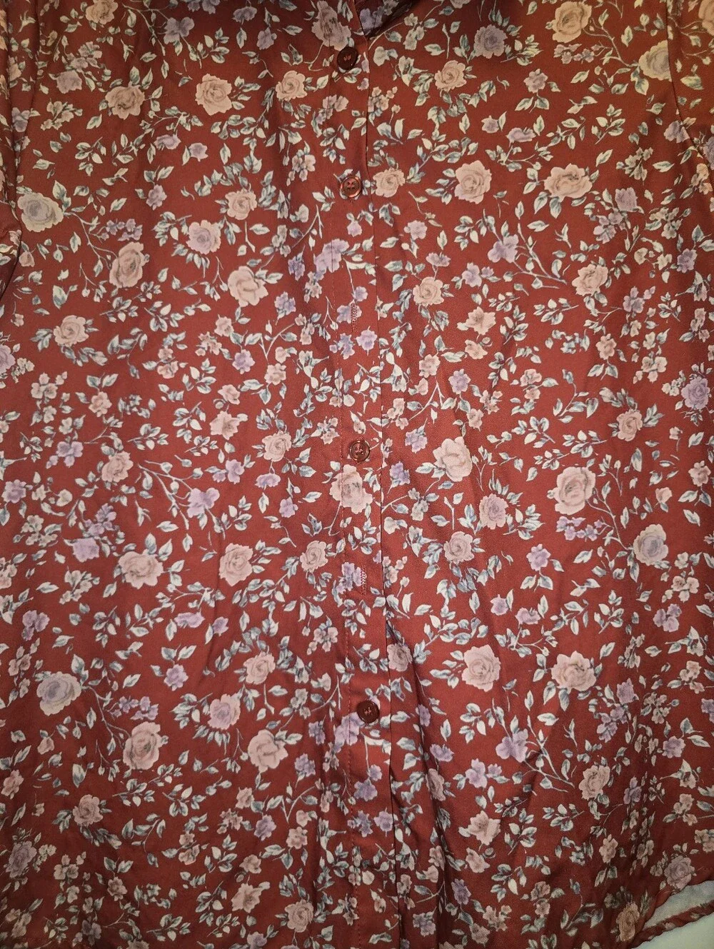 Vintage Floral Button Down Shirt Red Florall